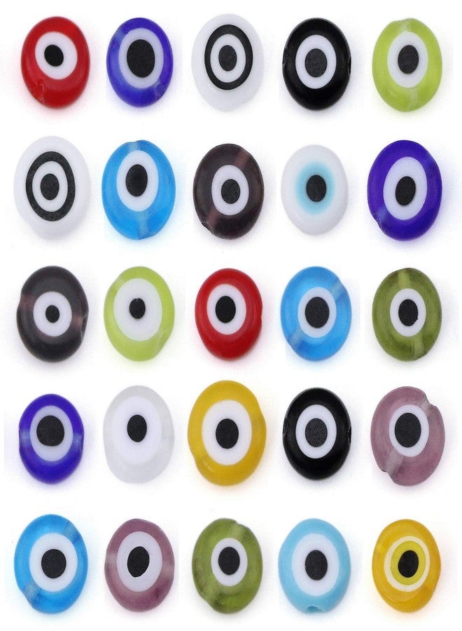 COIRIS 140pcs Multicolor Evil Eye Glass Beads, Handmade Lampwork Evil Eye Charms, 8mm Flat Round Evil Eye Spacer Beads for DIY Jewelry Bracelet Earring Necklace Craft Making(GB-E-Mix) - Image 1