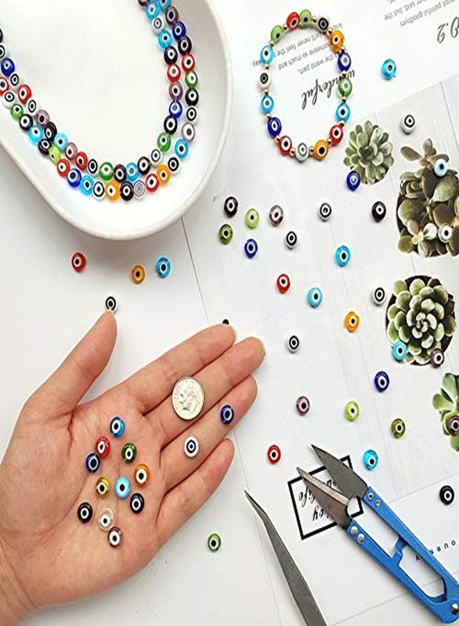 COIRIS 140pcs Multicolor Evil Eye Glass Beads, Handmade Lampwork Evil Eye Charms, 8mm Flat Round Evil Eye Spacer Beads for DIY Jewelry Bracelet Earring Necklace Craft Making(GB-E-Mix) - Image 3
