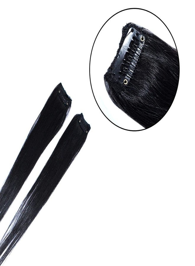 Fully 2 Pcs Single Clip Human Hair Side Front Cover Up Patch Hair Extension For Women and Girls ((16 Inch, Black)) - Image 3