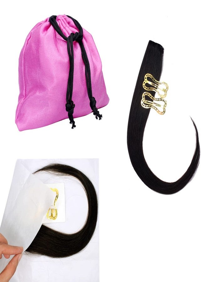 Fully 2 Pcs Single Clip Human Hair Side Front Cover Up Patch Hair Extension For Women and Girls ((16 Inch, Black)) - Image 2