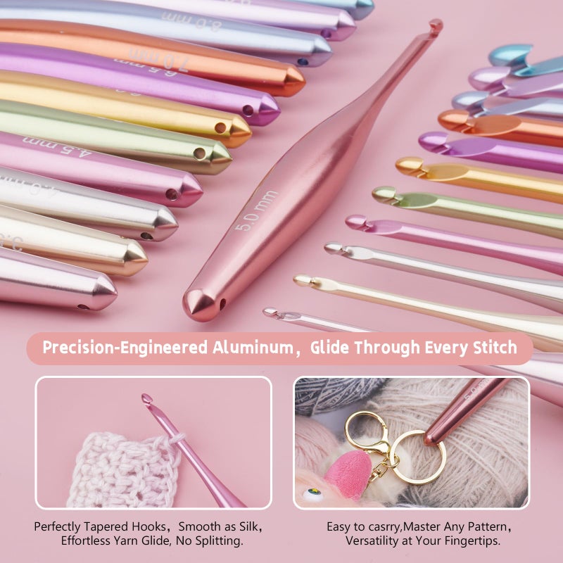 Mdoker Newest Aluminum Crochet Hook Set with Case Ergonomic Grip Crochet Hooks,Non-Slip Hooks for Arthritic Hands, Perfect Crochet Gift for Women,3mm-10mm - Image 3