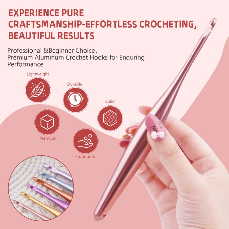 Mdoker Newest Aluminum Crochet Hook Set with Case Ergonomic Grip Crochet Hooks,Non-Slip Hooks for Arthritic Hands, Perfect Crochet Gift for Women,3mm-10mm - Image 2