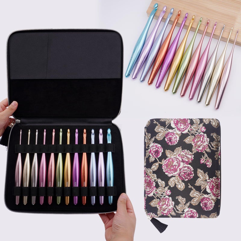 Mdoker Newest Aluminum Crochet Hook Set with Case Ergonomic Grip Crochet Hooks,Non-Slip Hooks for Arthritic Hands, Perfect Crochet Gift for Women,3mm-10mm - Image 1