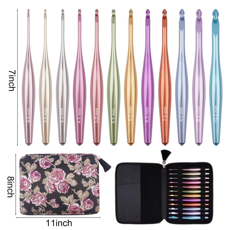 Mdoker Newest Aluminum Crochet Hook Set with Case Ergonomic Grip Crochet Hooks,Non-Slip Hooks for Arthritic Hands, Perfect Crochet Gift for Women,3mm-10mm - Image 5