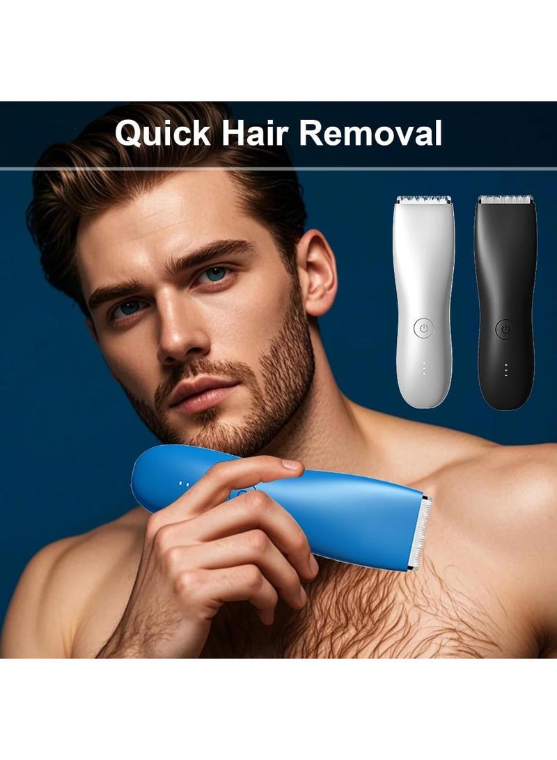 KHAJUL Body Hair & Pubic Hair Trimmer for Men | Waterproof, USB-C Rechargeable, LED Light,  Electric Ball Shavers, Mens Personal Groomer (Black) - Image 4