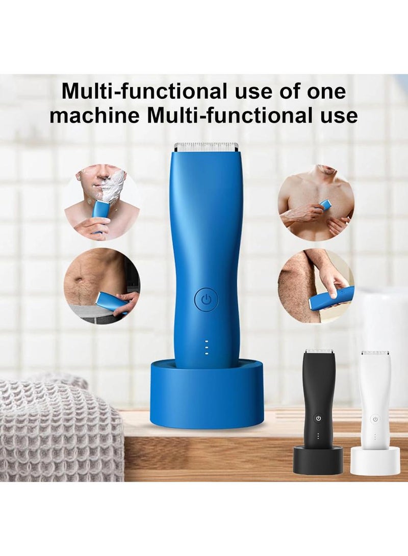 KHAJUL Body Hair & Pubic Hair Trimmer for Men | Waterproof, USB-C Rechargeable, LED Light,  Electric Ball Shavers, Mens Personal Groomer (Black) - Image 2