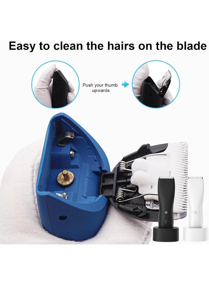 KHAJUL Body Hair & Pubic Hair Trimmer for Men | Waterproof, USB-C Rechargeable, LED Light,  Electric Ball Shavers, Mens Personal Groomer (Black) - Image 3