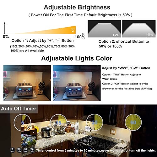 LDOPTO Under Cabinet Lights Wireless with Remote Control Dimmable Battery Operated LED Closet Lights Stick-on Kitchen Lighting with Timer for Kitchen Shelf Hallway Stairs, Multiple Colors 4 Pack - Image 2