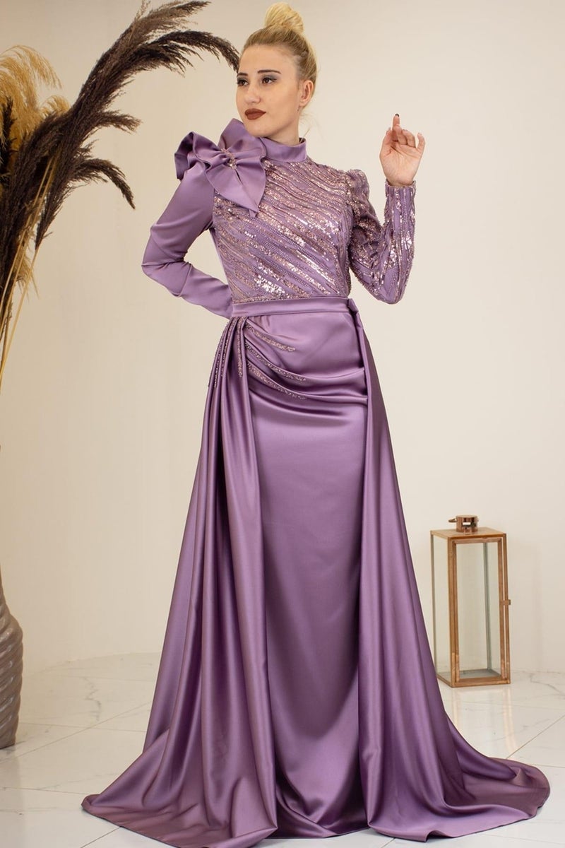 Esilanur Sueda Modest Evening Dress Lilac  - Image 1