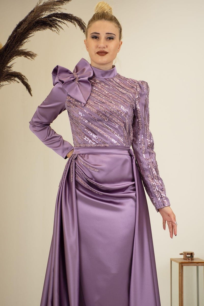 Esilanur Sueda Modest Evening Dress Lilac  - Image 2