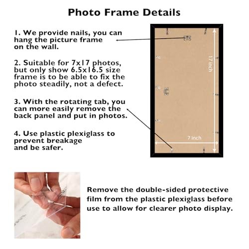 JCJMY 7x17 Picture Frame Black for Poster Photo Picture, Horizontal and Vertical Formats for Wall Hanging, 7 x 17 Wall Gallery Poster Photo Frame for 7 by 17 Photos Posters, Black - Image 4