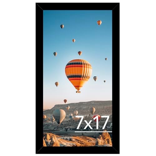 JCJMY 7x17 Picture Frame Black for Poster Photo Picture, Horizontal and Vertical Formats for Wall Hanging, 7 x 17 Wall Gallery Poster Photo Frame for 7 by 17 Photos Posters, Black - Image 1