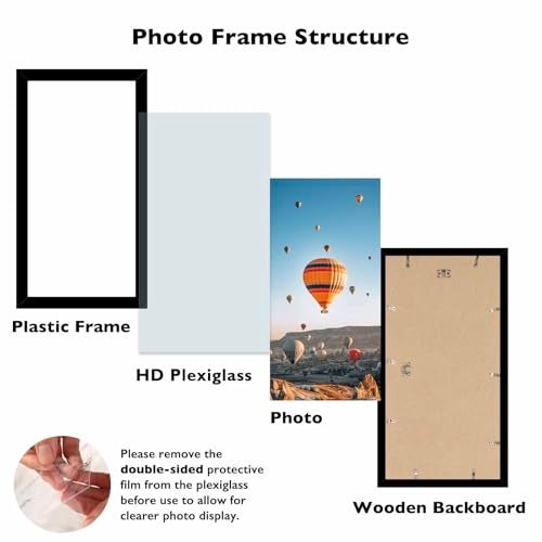 JCJMY 7x17 Picture Frame Black for Poster Photo Picture, Horizontal and Vertical Formats for Wall Hanging, 7 x 17 Wall Gallery Poster Photo Frame for 7 by 17 Photos Posters, Black - Image 2