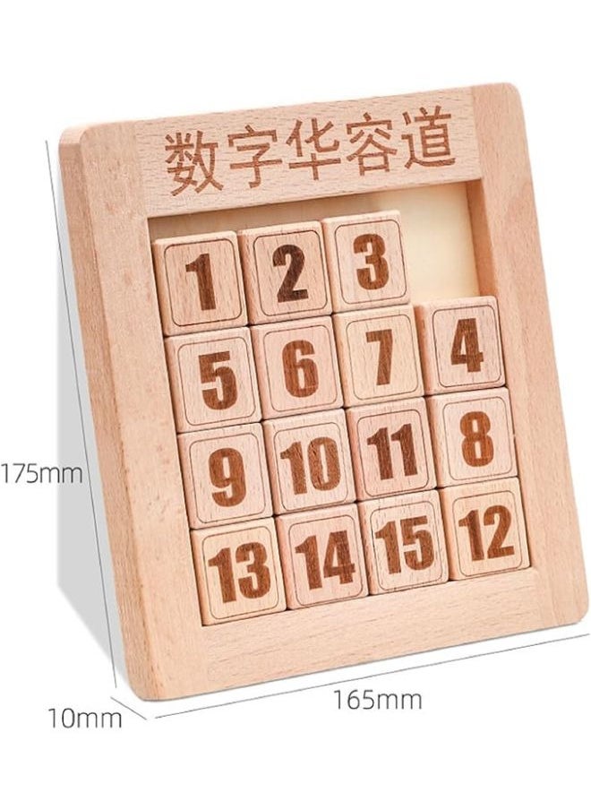 CHICHIYANG Number Slide Puzzle Wooden Digital Huarong Road Sliding Puzzle Logical Mathematics Training Toys Tool 