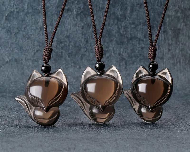 Jovivi Natural Ice Obsidian Fox Crystal Necklace Healing Stones Gemstone Necklaces Pendant Protection Amulet Charm - Image 5