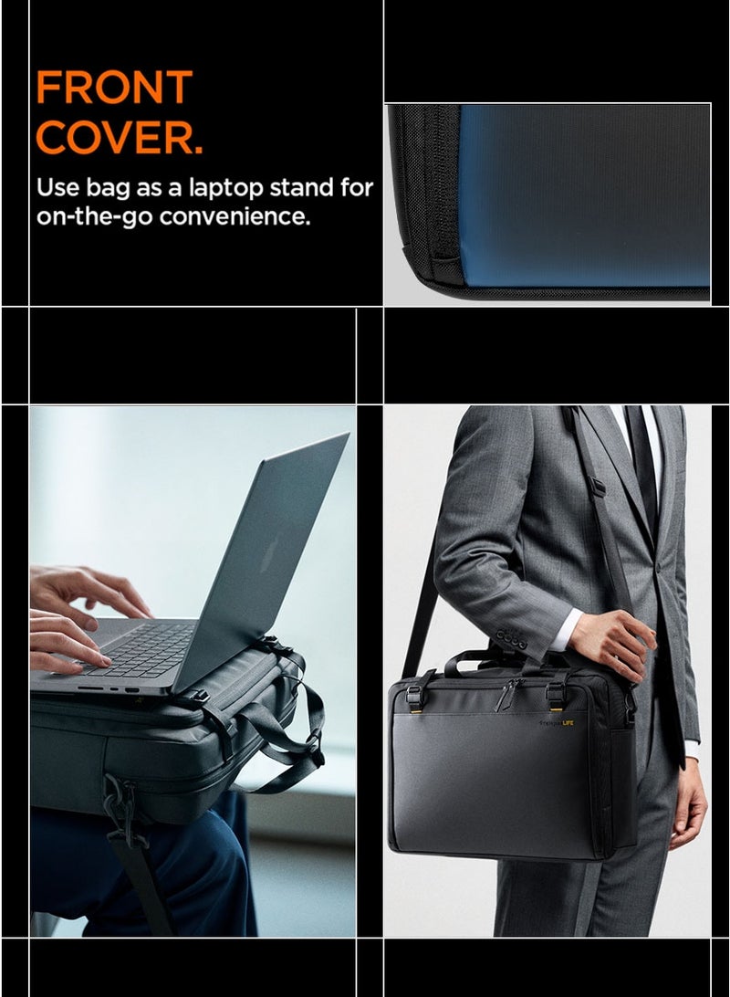 Klasden Laptop Business Messenger Shoulder Bag Briefcase Travel Office with Luggage Crossbody Strap Water Resistant Document Organizer KD300 for MacBook Pro/Air Lenovo HP Laptops 16 inches - Black