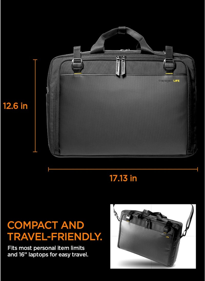 Klasden Laptop Business Messenger Shoulder Bag Briefcase Travel Office with Luggage Crossbody Strap Water Resistant Document Organizer KD300 for MacBook Pro/Air Lenovo HP Laptops 16 inches - Black