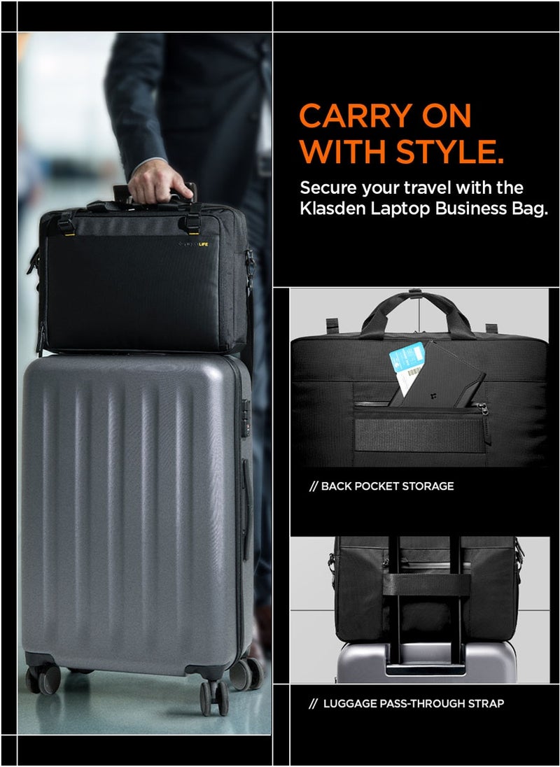 Spigen Klasden Laptop Business Messenger Shoulder Bag Briefcase Travel Office with Luggage Crossbody Strap Water Resistant Document Organizer KD300 for MacBook Pro/Air Lenovo HP Laptops 16 inches - Black  - Image 2