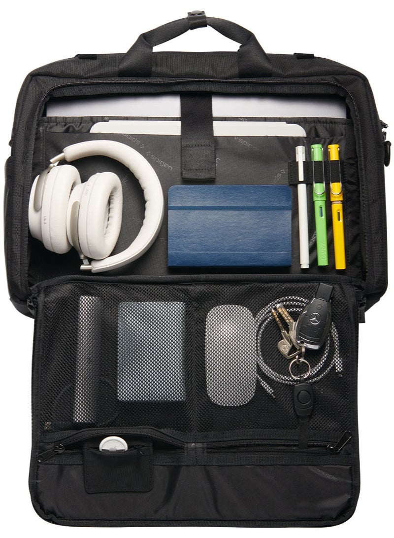 Klasden Laptop Business Messenger Shoulder Bag Briefcase Travel Office with Luggage Crossbody Strap Water Resistant Document Organizer KD300 for MacBook Pro/Air Lenovo HP Laptops 16 inches - Black