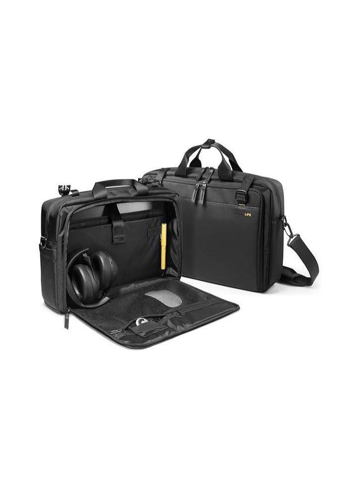 Spigen Klasden Laptop Business Messenger Shoulder Bag Briefcase Travel Office with Luggage Crossbody Strap Water Resistant Document Organizer KD300 for MacBook Pro/Air Lenovo HP Laptops 16 inches - Black  - Image 1