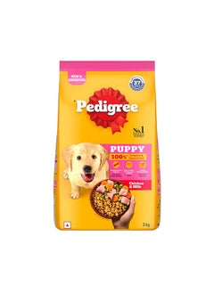 Puppy Dry Dog Food, Chicken & Milk, 3 Kg, Contains 37 Essential Nutrients, 100% Complete & Balanced Food For Puppies