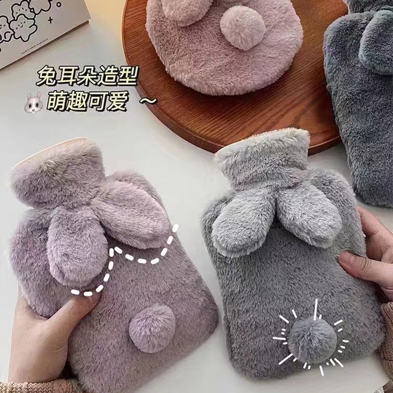 Korean Version Of Rabbit Plush Warm Water Bag Large Number Pvc Water Bag Water Injection Compress Warm Hand Source Spot Sale - Image 4