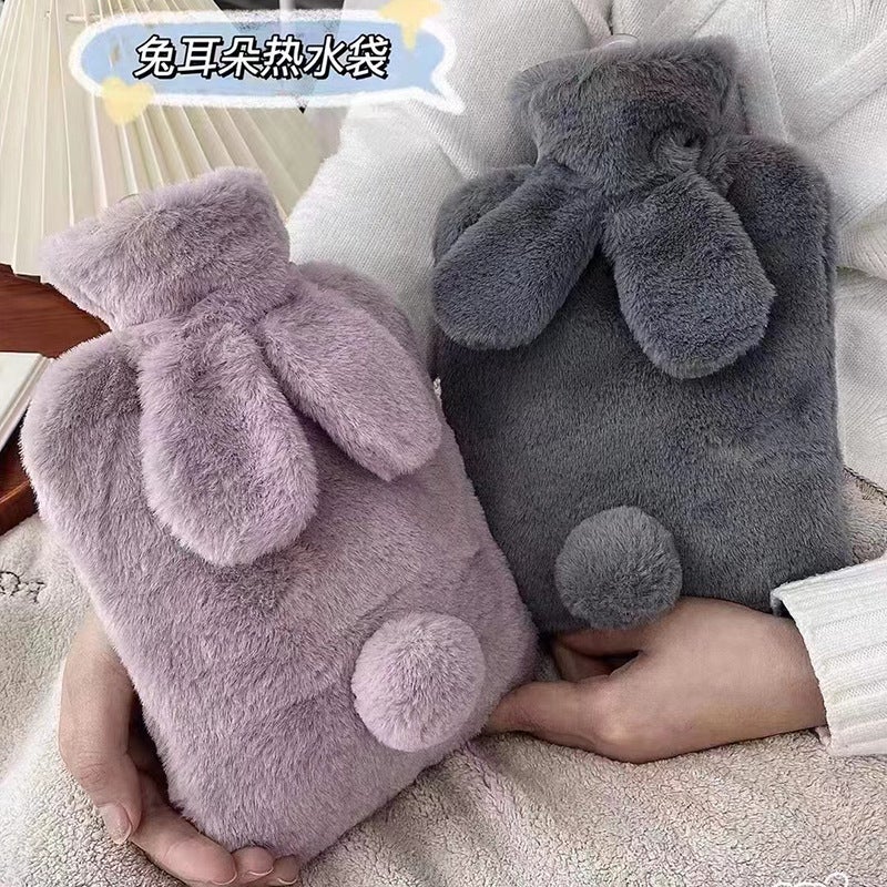 Korean Version Of Rabbit Plush Warm Water Bag Large Number Pvc Water Bag Water Injection Compress Warm Hand Source Spot Sale - Image 2