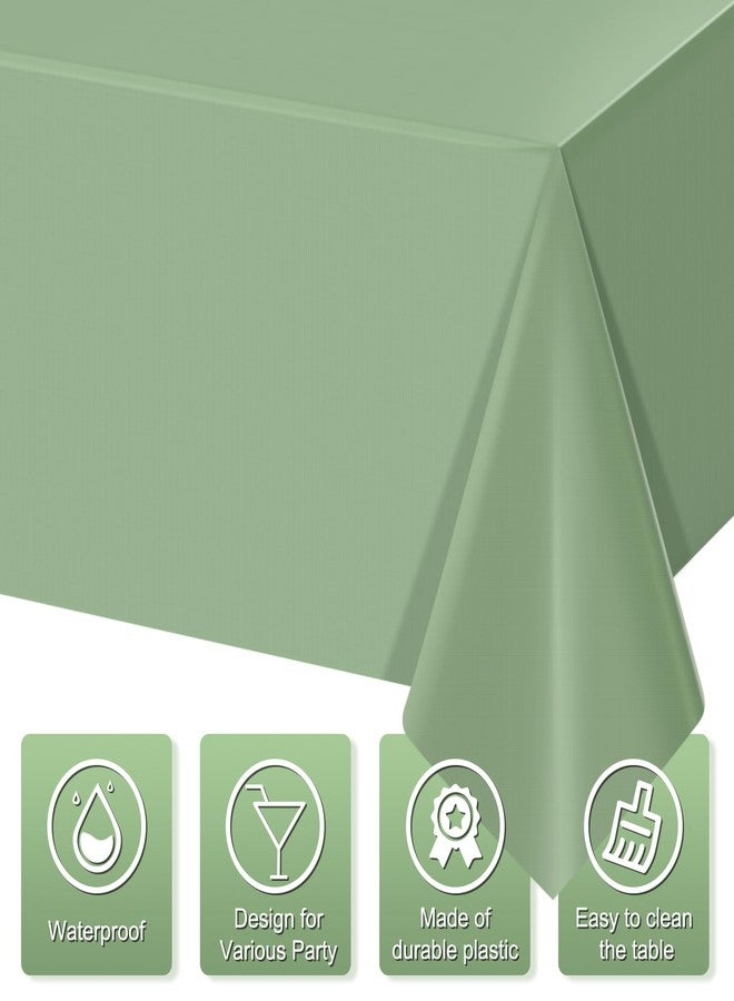 Hallswl 12Pcs 54×108 Inch Sage Green Tablecloth 4 Green Colors Disposable Plastic Rectangle Table Cover for Baby Shower Bridal Wedding Birthday Party Decorations and Supplies - Image 3