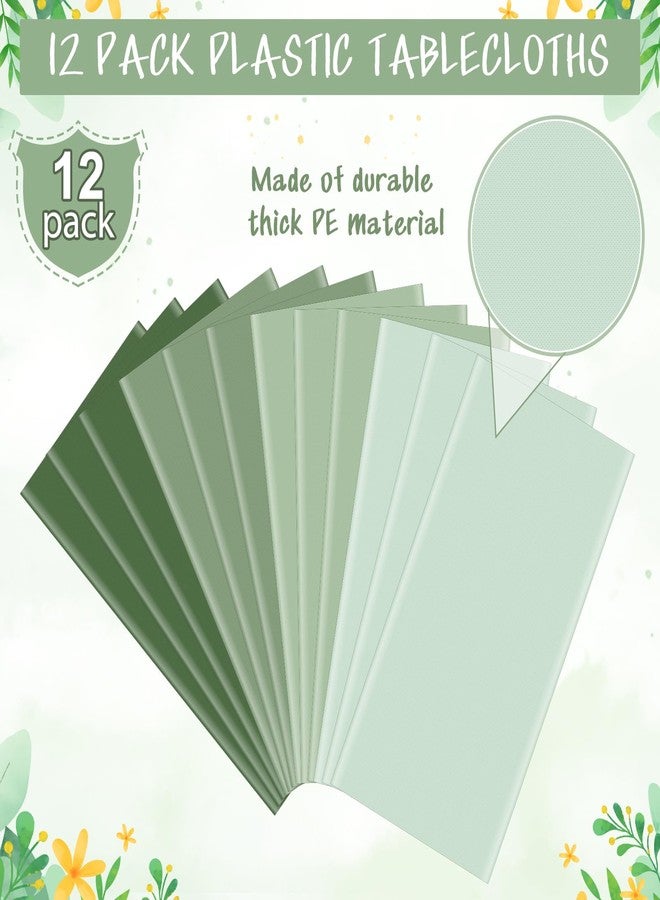 Hallswl 12Pcs 54×108 Inch Sage Green Tablecloth 4 Green Colors Disposable Plastic Rectangle Table Cover for Baby Shower Bridal Wedding Birthday Party Decorations and Supplies - Image 4