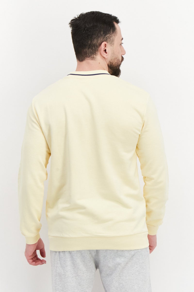 FILA Men Sportswear Fit Round Neck Long Sleeve Outdoor Sweatshirt, Yellow - Image 3