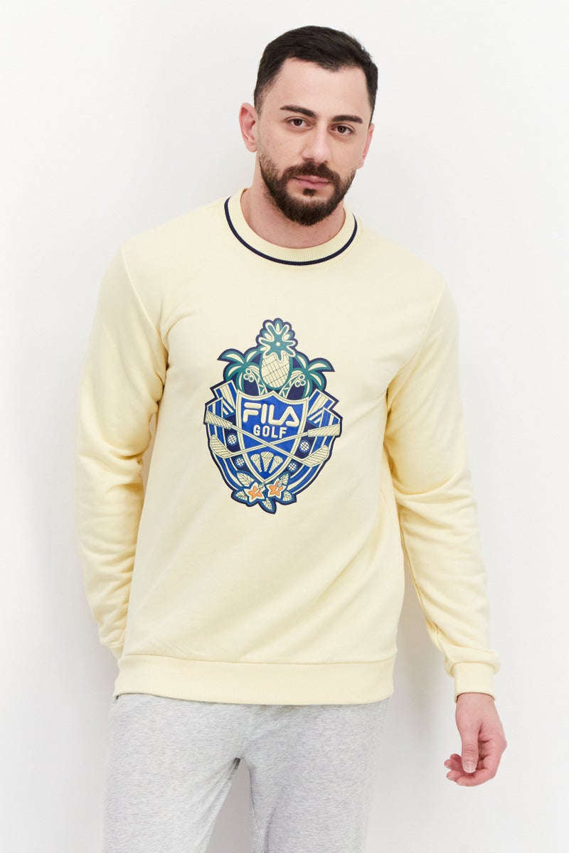 FILA Men Sportswear Fit Round Neck Long Sleeve Outdoor Sweatshirt, Yellow - Image 1