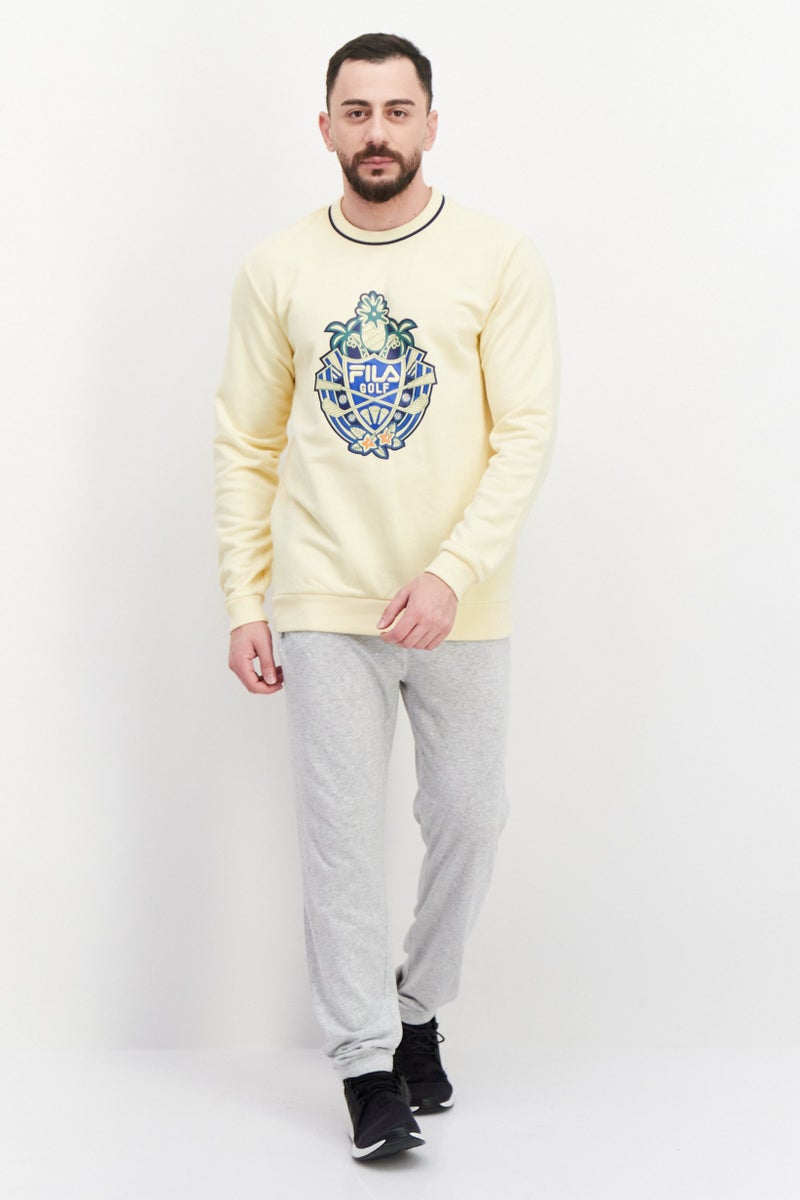 FILA Men Sportswear Fit Round Neck Long Sleeve Outdoor Sweatshirt, Yellow - Image 4