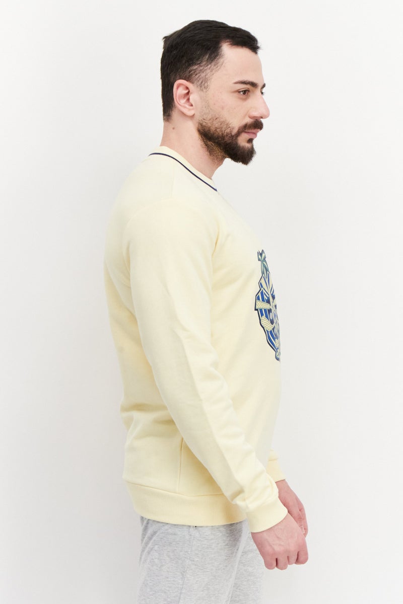 FILA Men Sportswear Fit Round Neck Long Sleeve Outdoor Sweatshirt, Yellow - Image 2