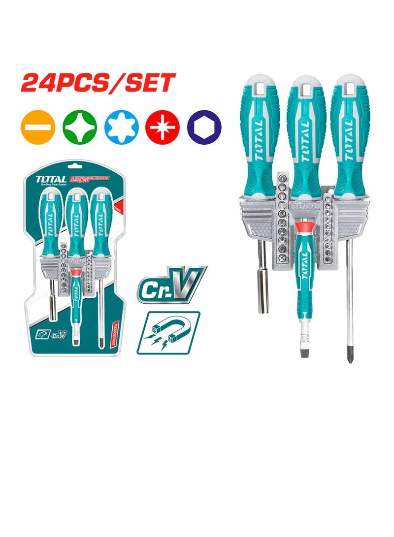 توتال مجموعة مفكات ورؤوس مفكات من 24 قطعة TACSD302462 - Image 3