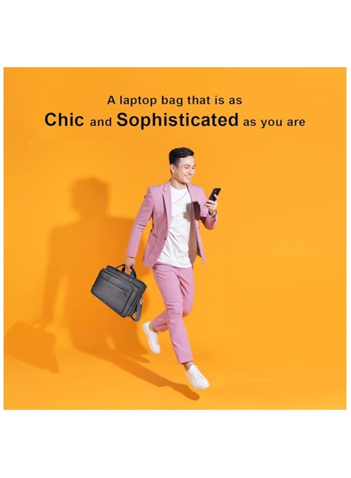 HAMMONDS FLYCATCHER Men's Leather Laptop Bag with Adjustable Strap, 15.6 Inch Laptop Bag for Men for Office, Travel and Daily Use - Image 3