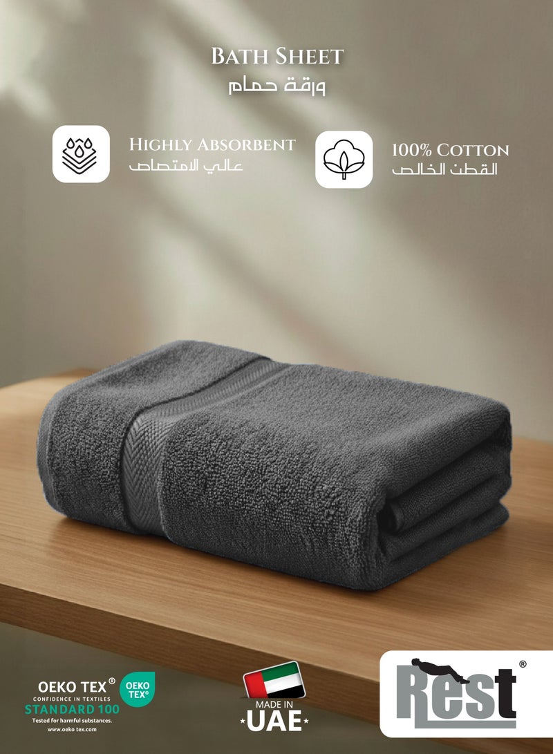 REST Premium Cotton Bath Sheet 90x180cm 100% Cotton, 600 GSM Quick Day Highly Absorbent Thick Bathroom SoftTowels for Bath And Spa Lightweight, Quick Day and Durable Grey - Image 3