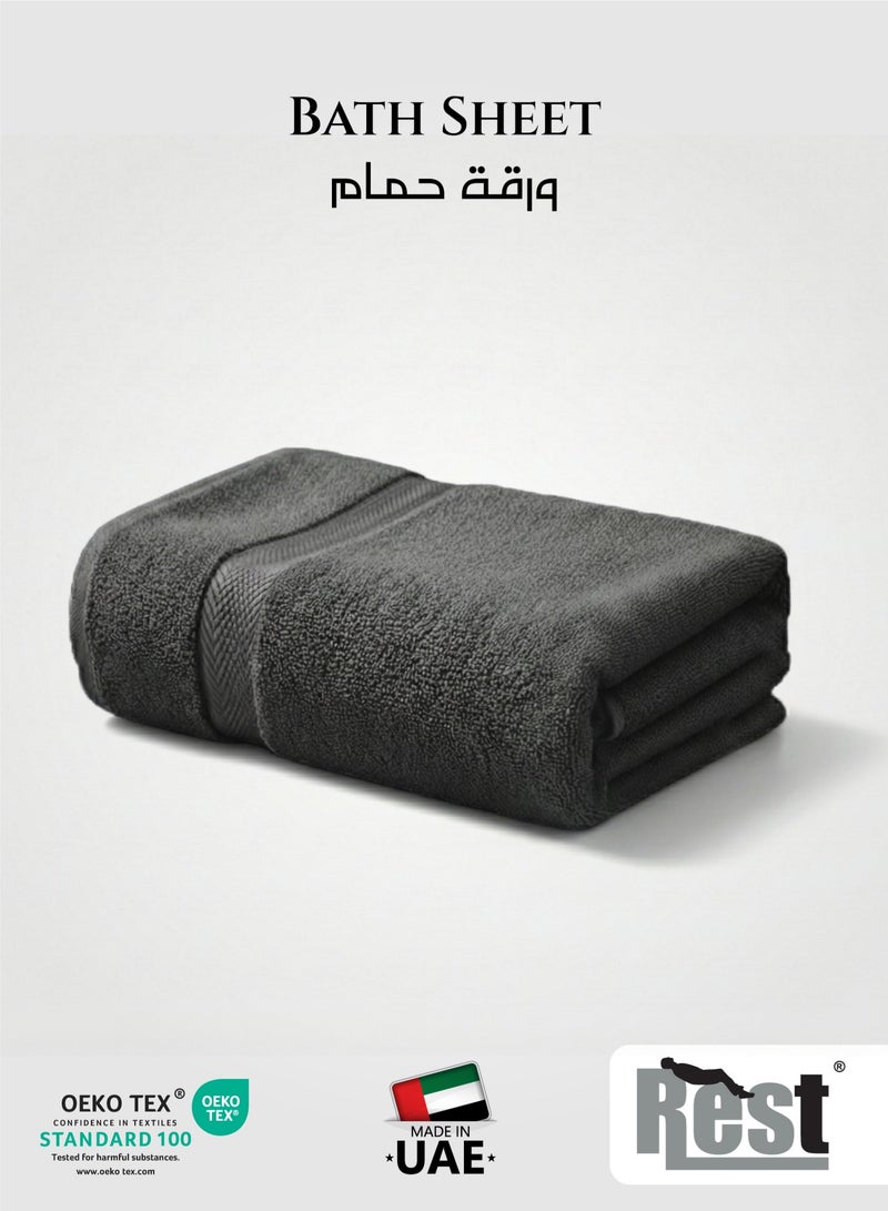 REST Premium Cotton Bath Sheet 90x180cm 100% Cotton, 600 GSM Quick Day Highly Absorbent Thick Bathroom SoftTowels for Bath And Spa Lightweight, Quick Day and Durable Grey - Image 1