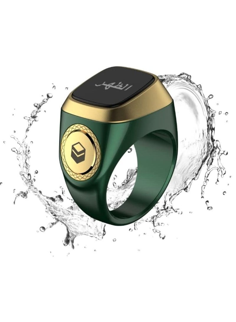 IQibla Zikr lite Smart Tasbih Tally Counter Ring Zikr Digital Tasbih 5 Prayer Time Reminder Bluetooth Green 18mm - Image 2