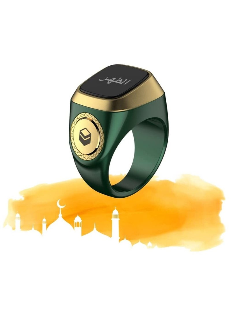 IQibla Zikr lite Smart Tasbih Tally Counter Ring Zikr Digital Tasbih 5 Prayer Time Reminder Bluetooth Green 18mm - Image 1