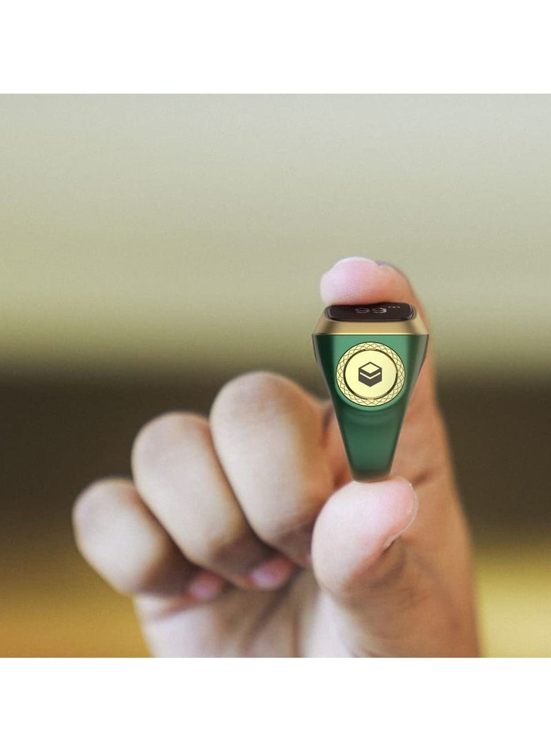 IQibla Zikr lite Smart Tasbih Tally Counter Ring Zikr Digital Tasbih 5 Prayer Time Reminder Bluetooth Green 18mm - Image 3