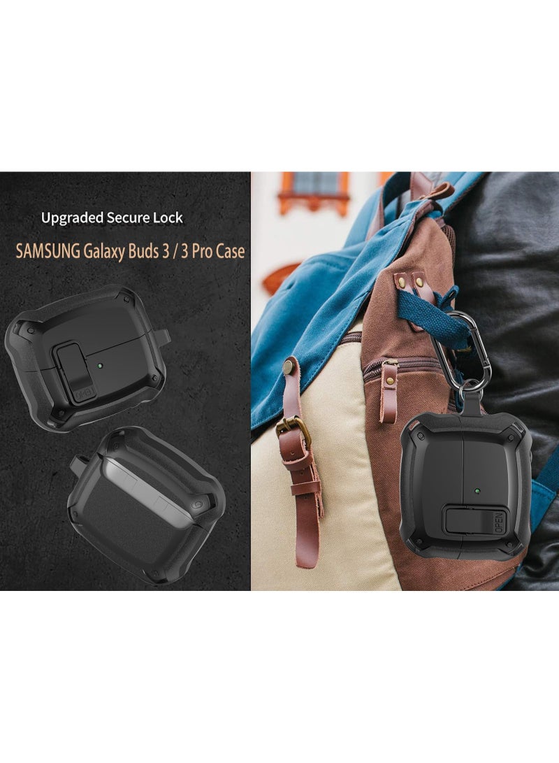 أنيوغرو حافظة Galaxy Buds 3 Pro/Buds 3 لحماية كاملة للجسم (مع قفل أمان)، مقاومة للصدمات والسقوط، غلاف حماية صلب مع قفل أمان ومجموعة تنظيف لممارسة الرياضة أثناء التنقل - Image 4