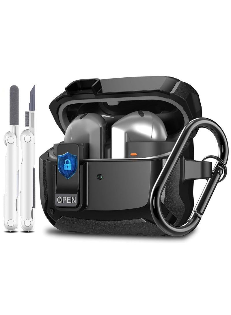 أنيوغرو حافظة Galaxy Buds 3 Pro/Buds 3 لحماية كاملة للجسم (مع قفل أمان)، مقاومة للصدمات والسقوط، غلاف حماية صلب مع قفل أمان ومجموعة تنظيف لممارسة الرياضة أثناء التنقل - Image 1