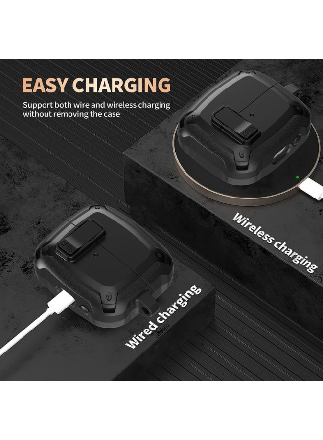 أنيوغرو حافظة Galaxy Buds 3 Pro/Buds 3 لحماية كاملة للجسم (مع قفل أمان)، مقاومة للصدمات والسقوط، غلاف حماية صلب مع قفل أمان ومجموعة تنظيف لممارسة الرياضة أثناء التنقل - Image 3