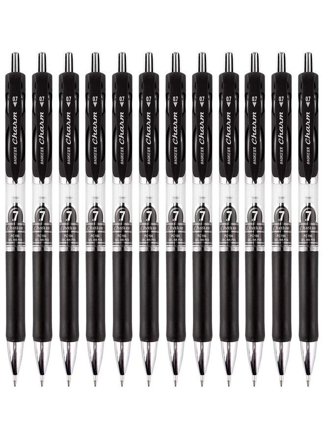 BaoKe Retractable Premium Gel Ink Pen Ball Pen, 0.7mm, PC196, 12 Pack (Black) - Image 1