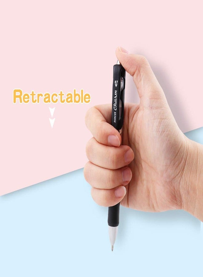 BaoKe Retractable Premium Gel Ink Pen Ball Pen, 0.7mm, PC196, 12 Pack (Black) - Image 4