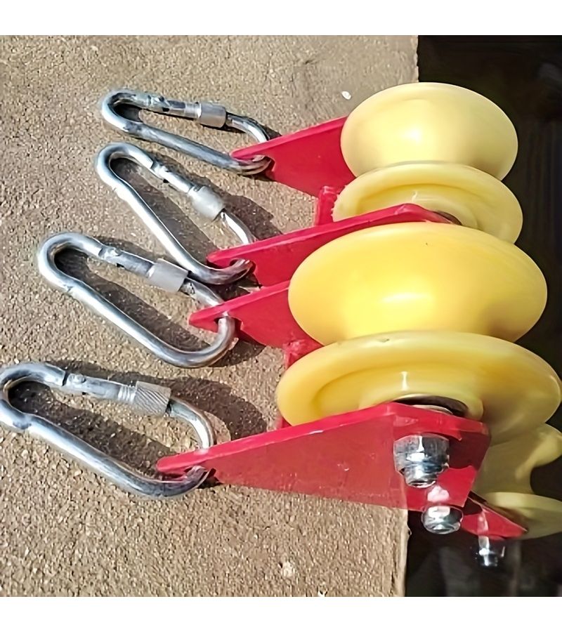 Large Size Multi Function Foldable Manual Pulley With Durable Metal Frame For Rope Tensioning High Rise Work Labor Saving And Construction DIY Projects 2 Hooks - Image 3
