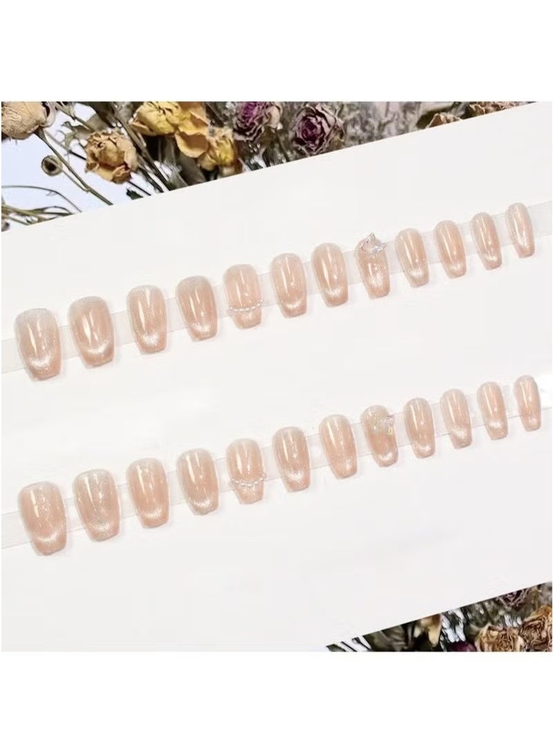 Opal Butterfly Short Fake Nails 24Pcs - Image 5