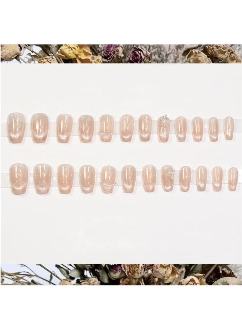 Opal Butterfly Short Fake Nails 24Pcs - Image 3
