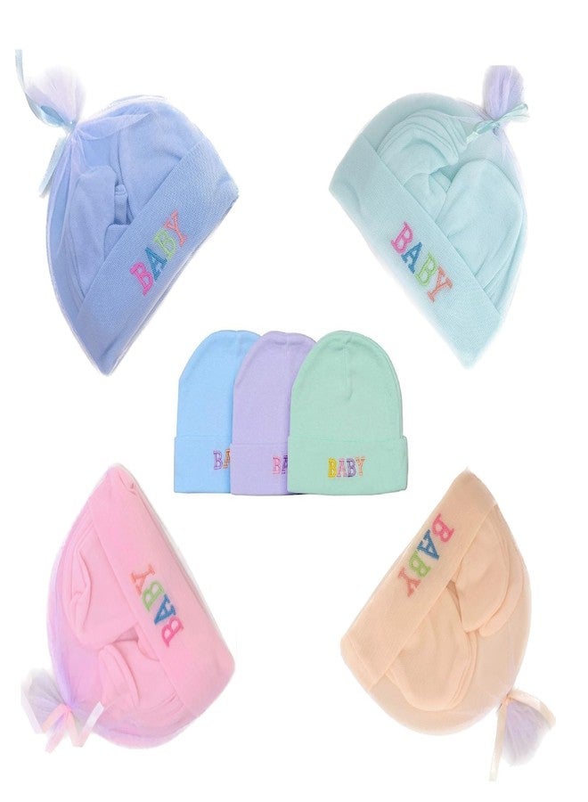 Wavva® Supersoft Cotton Mittens, Booties & Cap Set for New Born Baby - Infant Mitten and Booties for 0 to 6 Months Boys & Girls (Pack of 2) (Plain), Multicolor - Image 3