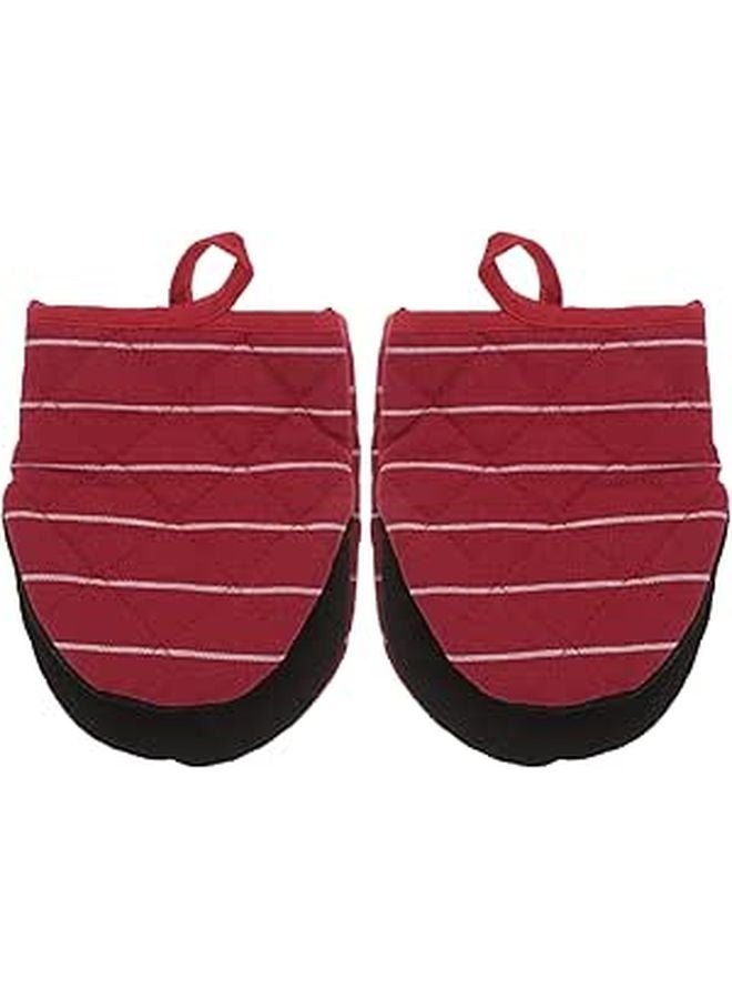 Burgundy Heat Resistant Oven Gloves Pair Insulated Thickened Baking Mitts For Kitchen Cooking - Image 1